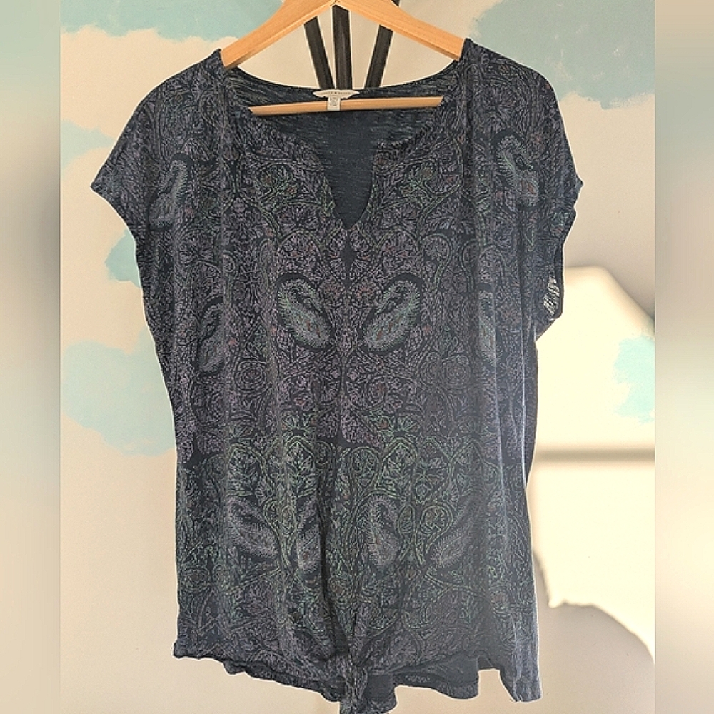 Lucky Brand Blue And Green Paisley Top - Size XL/16